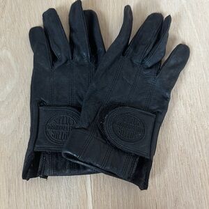 Authentic Harley Davidson Black Leather Womens  Riding Gloves with Velcro Strap